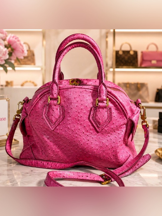 Marc Jacobs Handbags - Marc Jacobs Hot Pink Ostrich-Texture Satchel crossbody